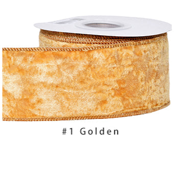 Velvet Ribbon Solid Colors Wired Edge Shiny  (2.5inch-63mm) 10yards