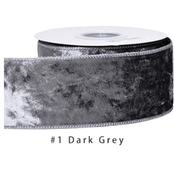 Velvet Ribbon Solid Colors Wired Edge Shiny  (2.5inch-63mm) 10yards