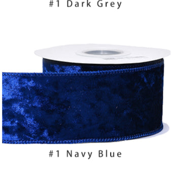 Velvet Ribbon Solid Colors Wired Edge Shiny  (2.5inch-63mm) 10yards