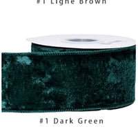 Velvet Ribbon Solid Colors Wired Edge Shiny  (2.5inch-63mm) 10yards
