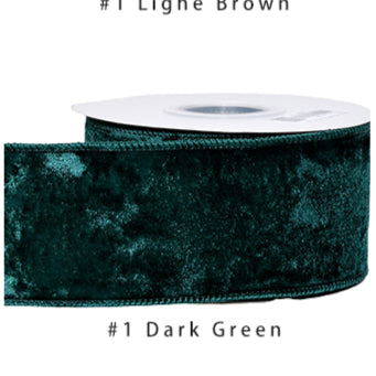 Velvet Ribbon Solid Colors Wired Edge Shiny  (2.5inch-63mm) 10yards