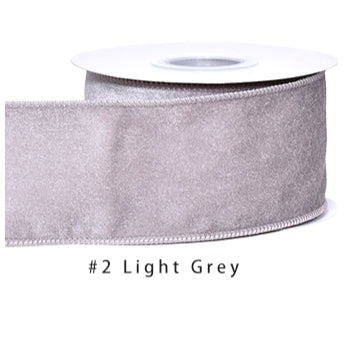 Velvet Ribbon Solid Colors Wired Edge Shiny 2 (2.5inch-63mm) 10yards