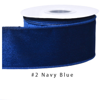 Velvet Ribbon Solid Colors Wired Edge Shiny 2 (2.5inch-63mm) 10yards