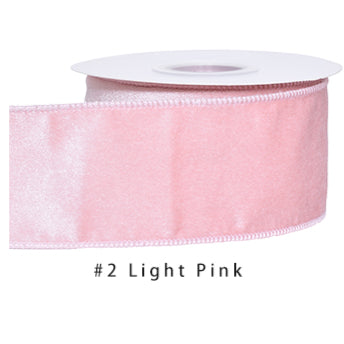 Velvet Ribbon Solid Colors Wired Edge Shiny 2 (2.5inch-63mm) 10yards