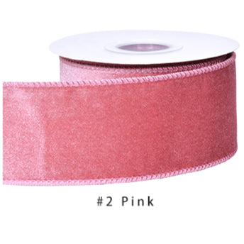 Velvet Ribbon Solid Colors Wired Edge Shiny 2 (2.5inch-63mm) 10yards