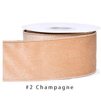 Velvet Ribbon Solid Colors Wired Edge Shiny 2 (2.5inch-63mm) 10yards