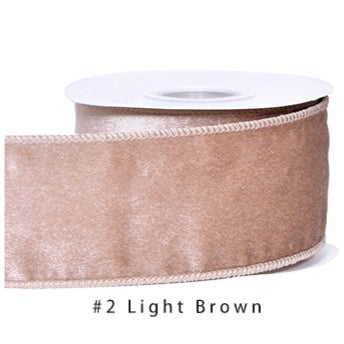 Velvet Ribbon Solid Colors Wired Edge Shiny 2 (2.5inch-63mm) 10yards