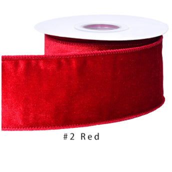 Velvet Ribbon Solid Colors Wired Edge Shiny 2 (2.5inch-63mm) 10yards