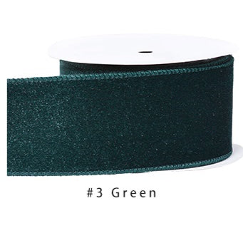 Velvet Ribbon Solid Colors Wired Edge Glitter (2.5inch-63mm) 10 yards