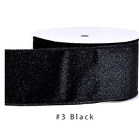 Velvet Ribbon Solid Colors Wired Edge Glitter (2.5inch-63mm) 10 yards