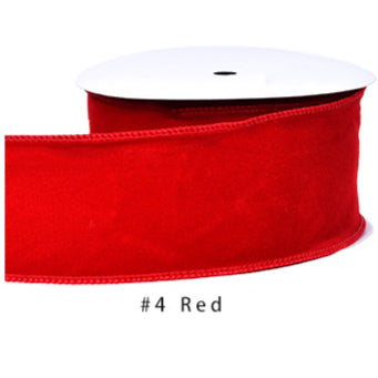 Velvet Ribbon Solid Colors Wired Edge Mat 2 (2.5inch-63mm) 10yards