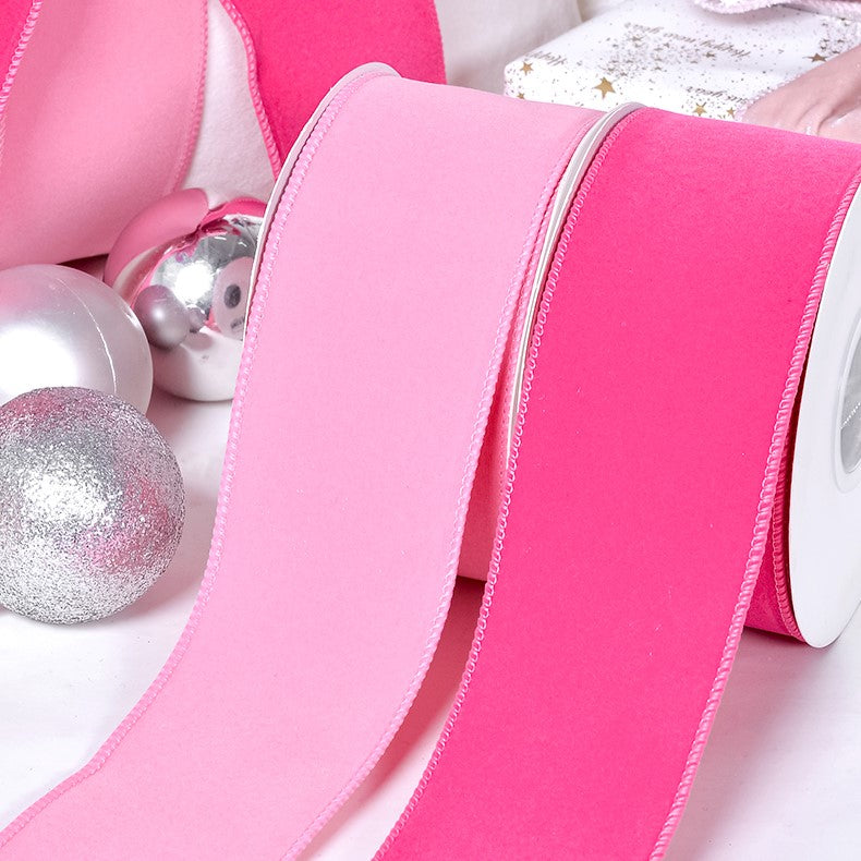 Velvet Ribbon Solid Colors Wired Edge Mat 2 (2.5inch-63mm) 10yards