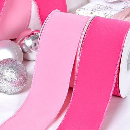 Velvet Ribbon Solid Colors Wired Edge Mat 2 (2.5inch-63mm) 10yards