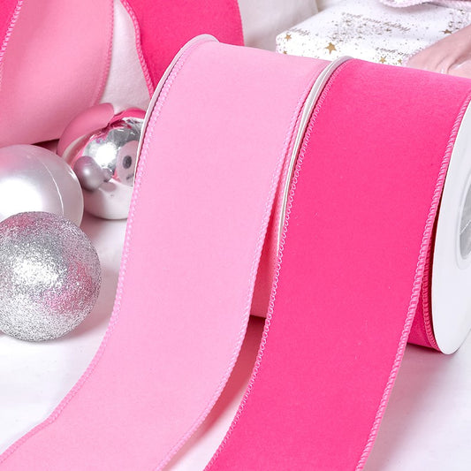 Velvet Ribbon Solid Colors Wired Edge Mat 2 (2.5inch-63mm) 10yards