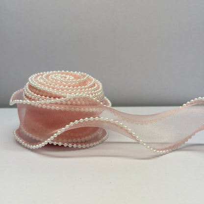 Pearl Edge Organza Ribbon – 4 cm | 5 Yards
