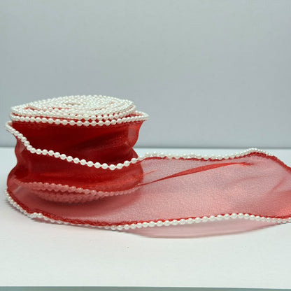 Pearl Edge Organza Ribbon – 4 cm | 5 Yards