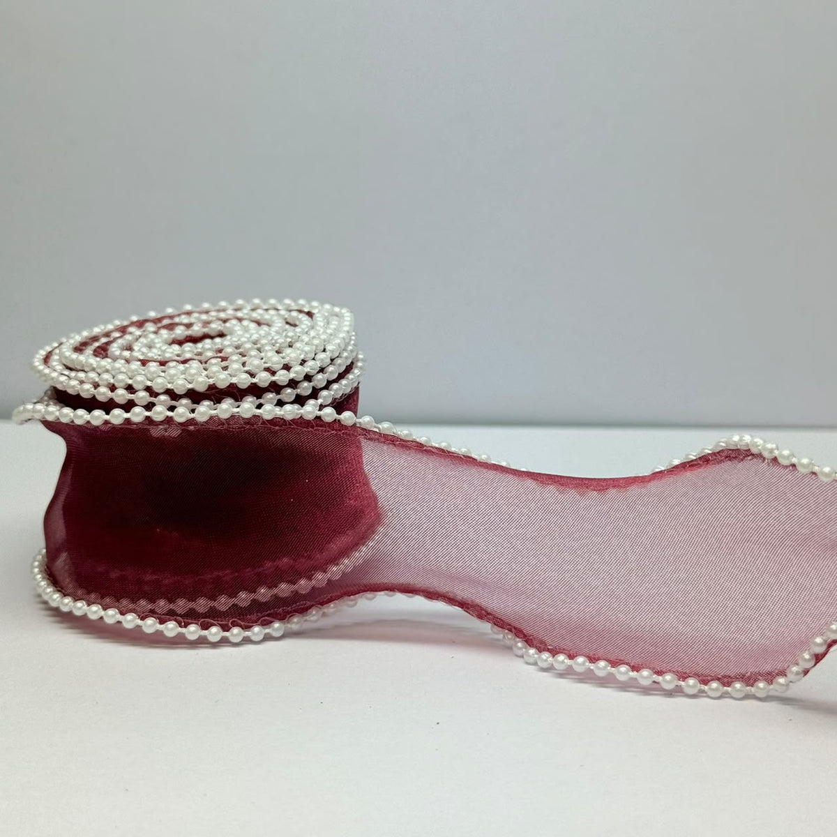 Pearl Edge Organza Ribbon – 4 cm | 5 Yards