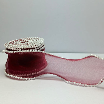 Pearl Edge Organza Ribbon – 4 cm | 5 Yards