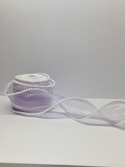 Pearl Edge Organza Ribbon – 4 cm | 5 Yards