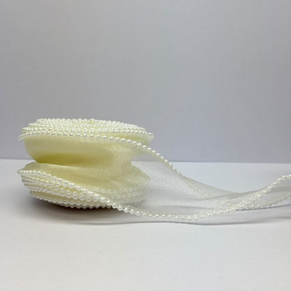 Pearl Edge Organza Ribbon – 4 cm | 5 Yards