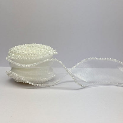 Pearl Edge Organza Ribbon – 4 cm | 5 Yards