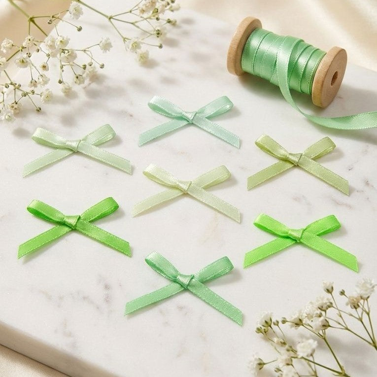 Double Side satin Bow Light Green Series (25 PCS)