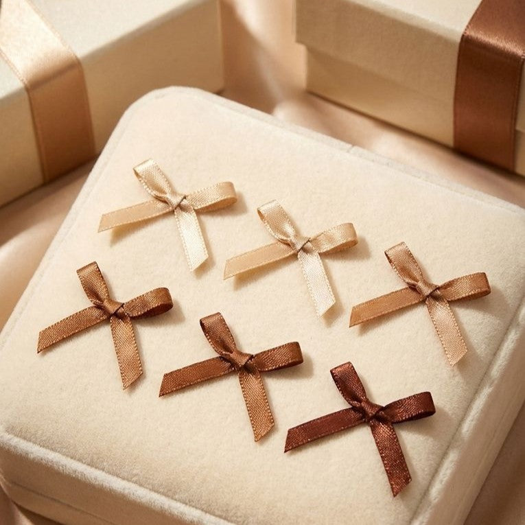 Double Side satin Bow Brown Series (25 PCS)