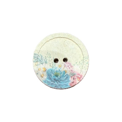 Cotton/polyester button 2-holes, recycled, Flowers 25mm
