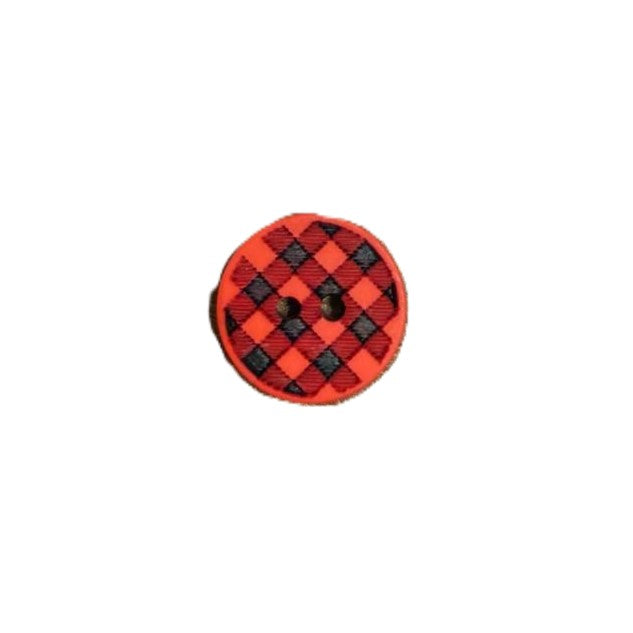 Polyester button 2-holes Vichy check 12mm