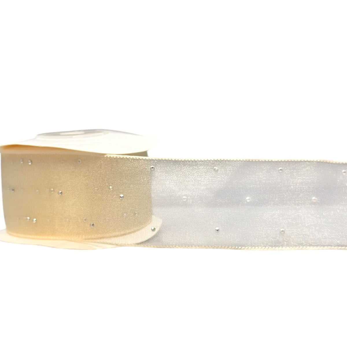 Premium Organza Ribbon with Rhinestone Embellishment – 4cm (40mm), 10 Yards