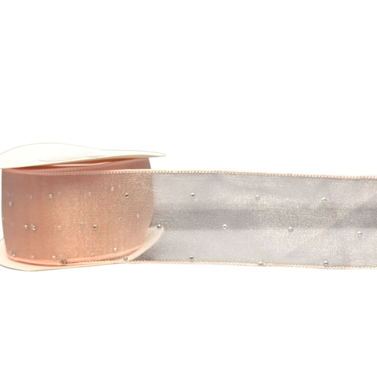 Premium Organza Ribbon with Rhinestone Embellishment – 4cm (40mm), 10 Yards