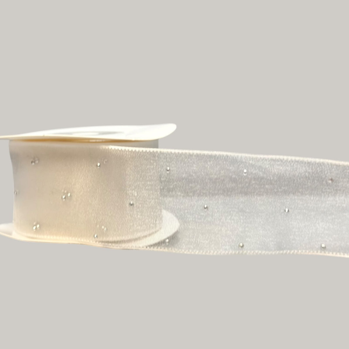 Premium Organza Ribbon with Rhinestone Embellishment – 4cm (40mm), 10 Yards