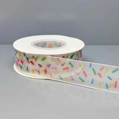 Printed Organza Ribbon – Multicolor Floral & Confetti Designs | 25mm Width | 25 Yards
