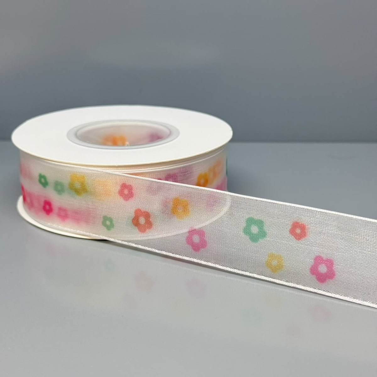 Printed Organza Ribbon – Multicolor Floral & Confetti Designs | 25mm Width | 25 Yards