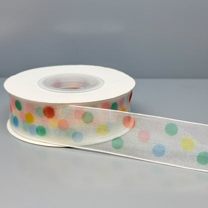 Printed Organza Ribbon – Multicolor Floral & Confetti Designs | 25mm Width | 25 Yards