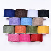 Burlap Ribbon Solid Colors White Wired Edge (63MM) 10Yards