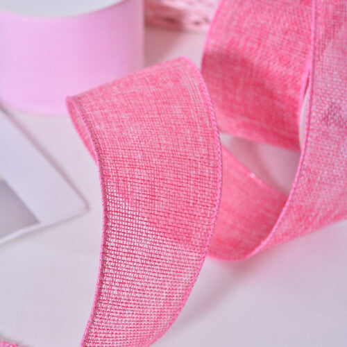 Burlap Ribbon Solid Colors White Wired Edge (63MM) 10Yards