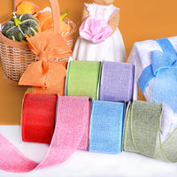 Burlap Ribbon Solid Colors White Wired Edge (63MM) 10Yards