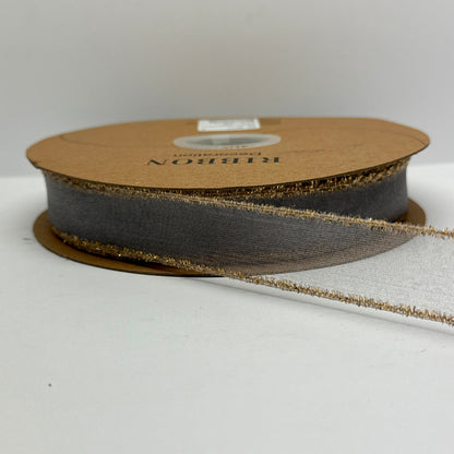 Elegant Organza Ribbon Collection with Gold Edges-25MM