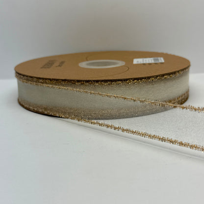 Elegant Organza Ribbon Collection with Gold Edges-25MM