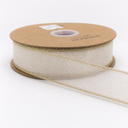 Elegant Organza Ribbon Collection with Gold Edges-25MM