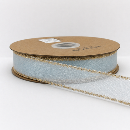 Elegant Organza Ribbon Collection with Gold Edges-25MM