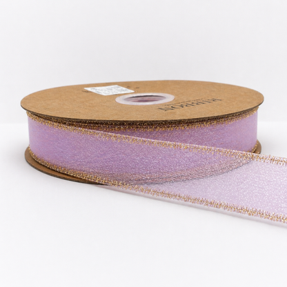 Elegant Organza Ribbon Collection with Gold Edges-25MM