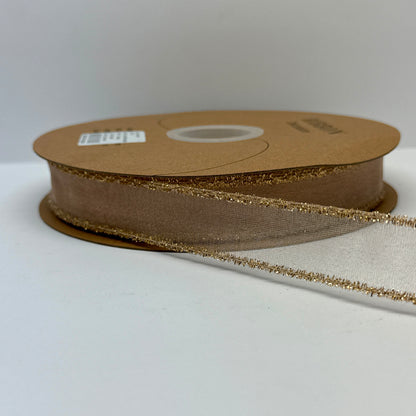 Elegant Organza Ribbon Collection with Gold Edges-25MM