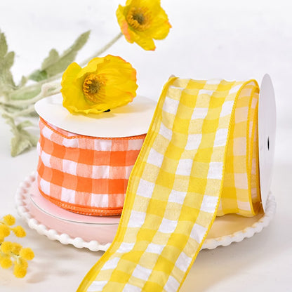 Ribbon 2.5inch 63mm Colorful Plaid Wired Ribbon 10 Yards