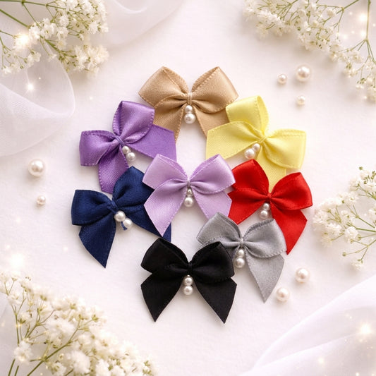 Premium Handcrafted Satin Bow with Pearl Accent