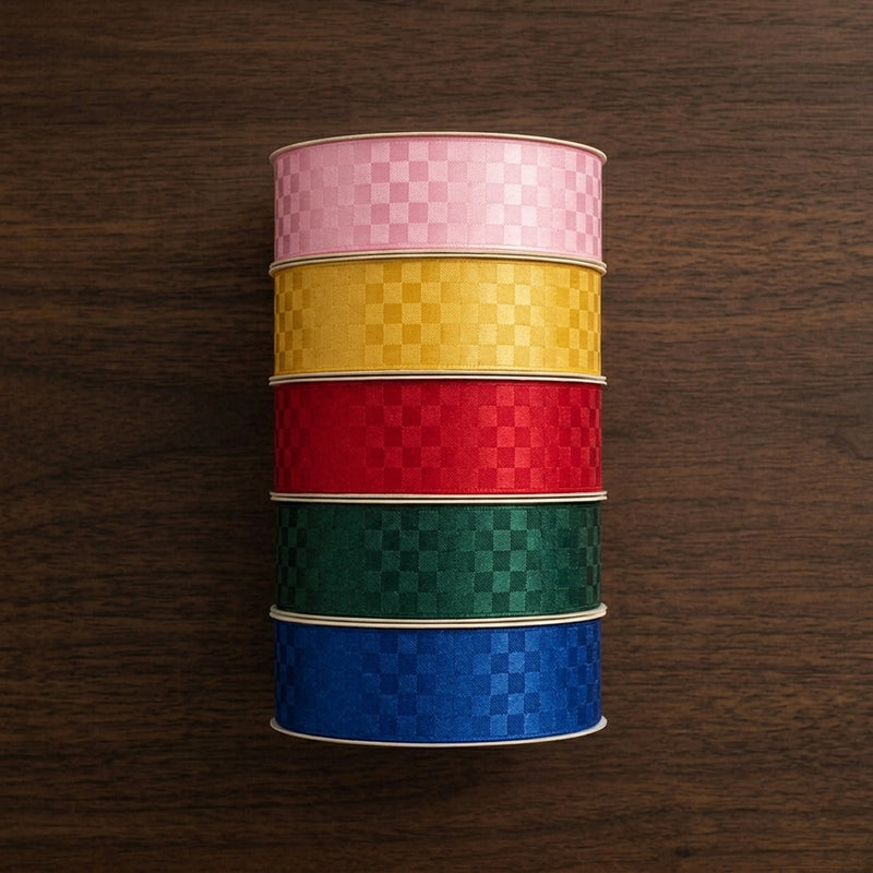 Premium Satin Check Ribbon 25MM