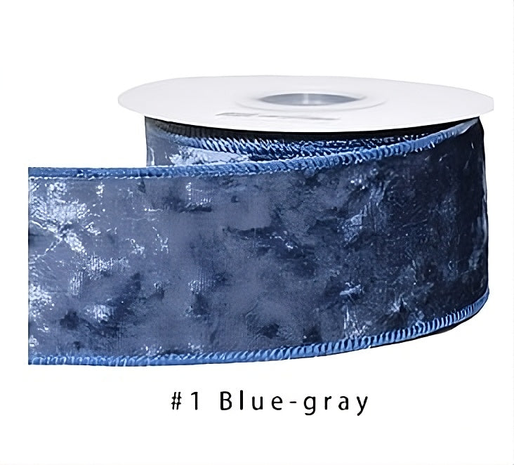 Velvet Ribbon Solid Colors Wired Edge Shiny  (2.5inch-63mm) 10yards