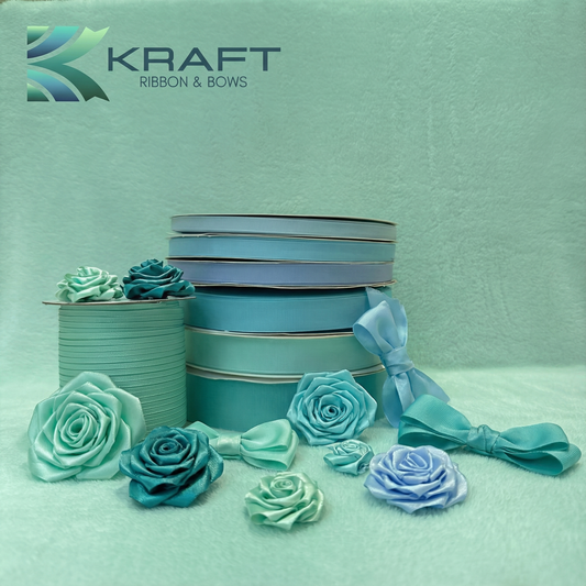 Premium grosgrain ribbon light blue series