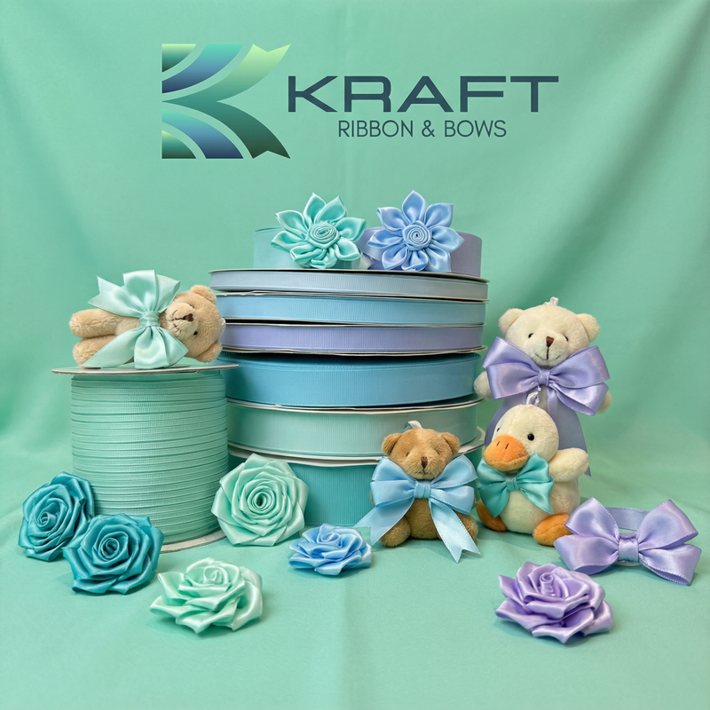 Premium grosgrain ribbon light blue series